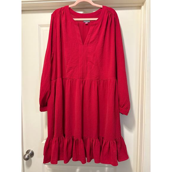 Vince Camuto NWOT Plus Size Red Ruffle Dress - Picture 3 of 8